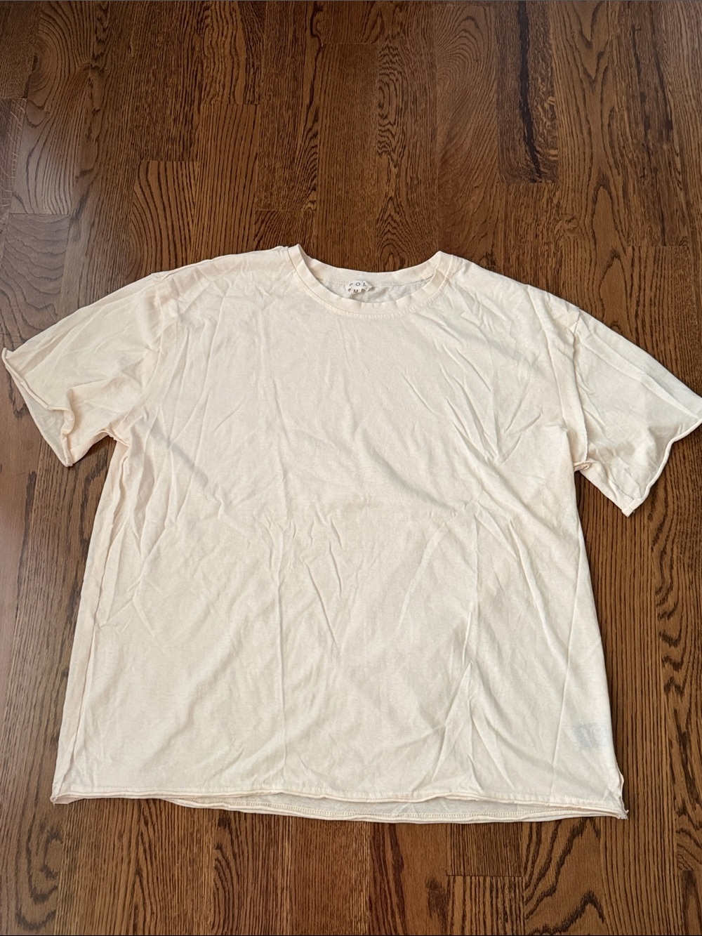 POL rolled edged T-Shirt in Light Cream medium